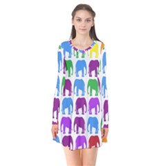 Rainbow Colors Bright Colorful Elephants Wallpaper Background Flare Dress