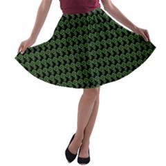 Clovers On Black A-line Skater Skirt by PhotoNOLA