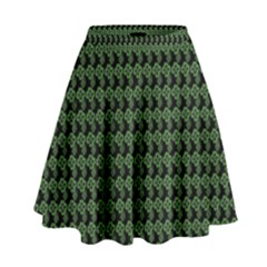 Clovers On Black High Waist Skirt