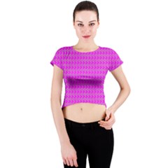 Clovers On Pink Crew Neck Crop Top by PhotoNOLA