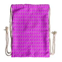 Clovers On Pink Drawstring Bag (large)