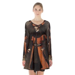 Count Vlad Dracula Long Sleeve Velvet V-neck Dress