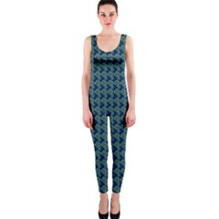 Clovers On Dark Blue Onepiece Catsuit by PhotoNOLA