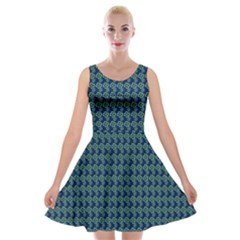 Clovers On Dark Blue Velvet Skater Dress