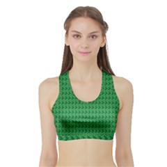 Clovers On Dark Green Sports Bra With Border by PhotoNOLA