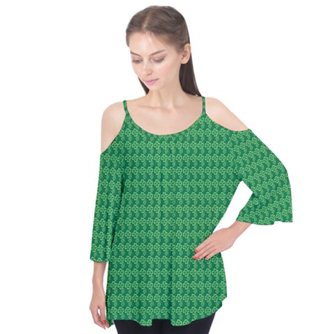 Clovers On Dark Green Flutter Tees by PhotoNOLA