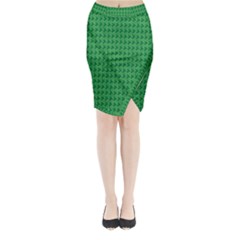 Clovers On Dark Green Midi Wrap Pencil Skirt by PhotoNOLA