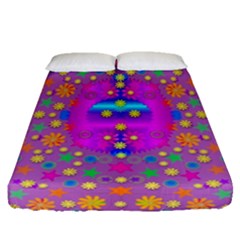 Colors And Wonderful Flowers On A Meadow Fitted Sheet (queen Size) by pepitasart