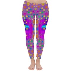 Colors And Wonderful Flowers On A Meadow Classic Winter Leggings by pepitasart