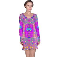 Colors And Wonderful Flowers On A Meadow Long Sleeve Nightdress by pepitasart