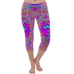 Colors And Wonderful Flowers On A Meadow Capri Yoga Leggings