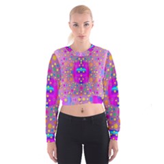 Colors And Wonderful Flowers On A Meadow Women s Cropped Sweatshirt