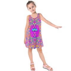 Colors And Wonderful Flowers On A Meadow Kids  Sleeveless Dress by pepitasart