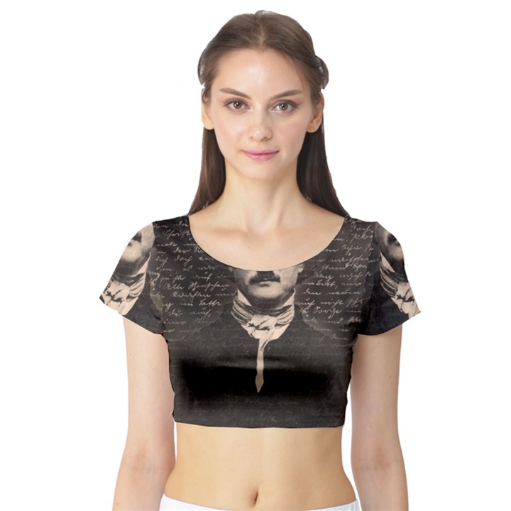 Edgar Allan Poe  Short Sleeve Crop Top (Tight Fit)