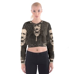 Edgar Allan Poe  Women s Cropped Sweatshirt by Valentinaart