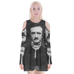 Edgar Allan Poe  Velvet Long Sleeve Shoulder Cutout Dress by Valentinaart