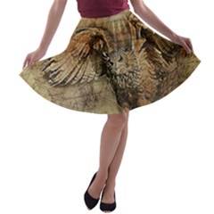 Vintage Owl A-line Skater Skirt by Valentinaart