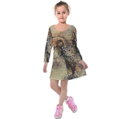 Vintage Owl Kids  Long Sleeve Velvet Dress by Valentinaart