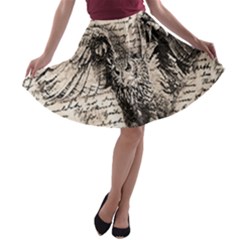 Vintage Owl A-line Skater Skirt by Valentinaart