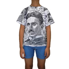 Nikola Tesla Kids  Short Sleeve Swimwear by Valentinaart