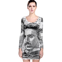 Nikola Tesla Long Sleeve Bodycon Dress by Valentinaart