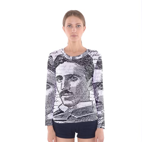 Nikola Tesla Women s Long Sleeve Tee by Valentinaart