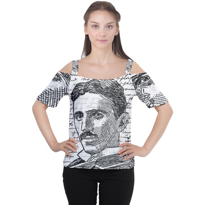 Nikola Tesla Women s Cutout Shoulder Tee