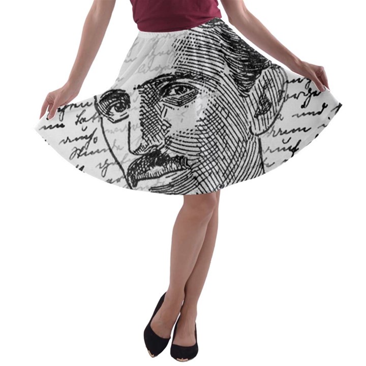 Nikola Tesla A-line Skater Skirt