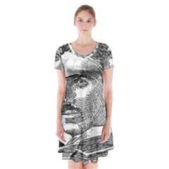 Nikola Tesla Short Sleeve V-neck Flare Dress by Valentinaart