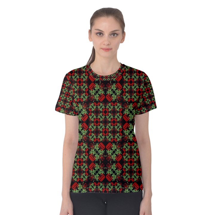 Asian Ornate Patchwork Pattern Women s Cotton Tee