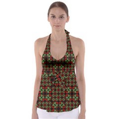 Asian Ornate Patchwork Pattern Babydoll Tankini Top by dflcprintsclothing