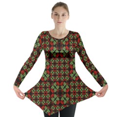 Asian Ornate Patchwork Pattern Long Sleeve Tunic 