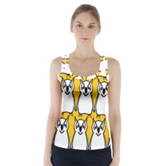 Yellow Owl Background Racer Back Sports Top by Simbadda