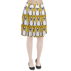 Yellow Owl Background Pleated Skirt by Simbadda