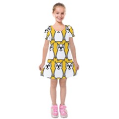 Yellow Owl Background Kids  Short Sleeve Velvet Dress by Simbadda