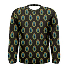 Peacock Inspired Background Men s Long Sleeve Tee by Simbadda