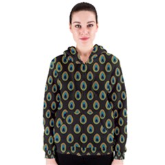 Peacock Inspired Background Women s Zipper Hoodie by Simbadda