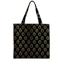 Peacock Inspired Background Zipper Grocery Tote Bag by Simbadda