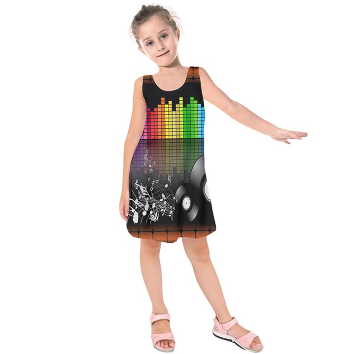 Music Pattern Kids  Sleeveless Dress