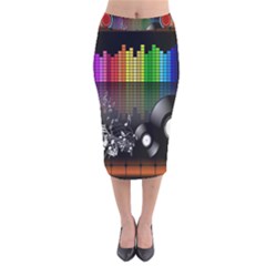 Music Pattern Velvet Midi Pencil Skirt