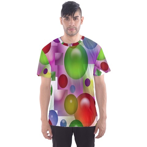 Colorful Bubbles Squares Background Men s Sport Mesh Tee by Simbadda