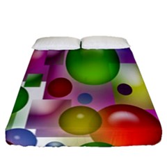 Colorful Bubbles Squares Background Fitted Sheet (queen Size)