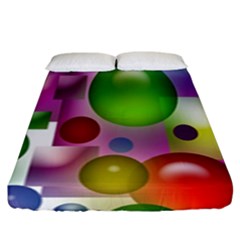 Colorful Bubbles Squares Background Fitted Sheet (king Size)