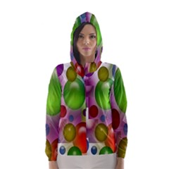 Colorful Bubbles Squares Background Hooded Wind Breaker (women) by Simbadda