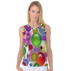 Colorful Bubbles Squares Background Women s Basketball Tank Top by Simbadda