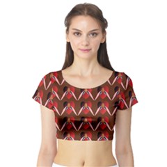 Peacocks Bird Pattern Short Sleeve Crop Top (tight Fit) by Simbadda