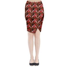 Peacocks Bird Pattern Midi Wrap Pencil Skirt by Simbadda