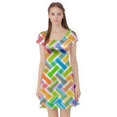 Abstract Pattern Colorful Wallpaper Short Sleeve Skater Dress by Simbadda