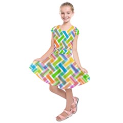 Abstract Pattern Colorful Wallpaper Kids  Short Sleeve Dress