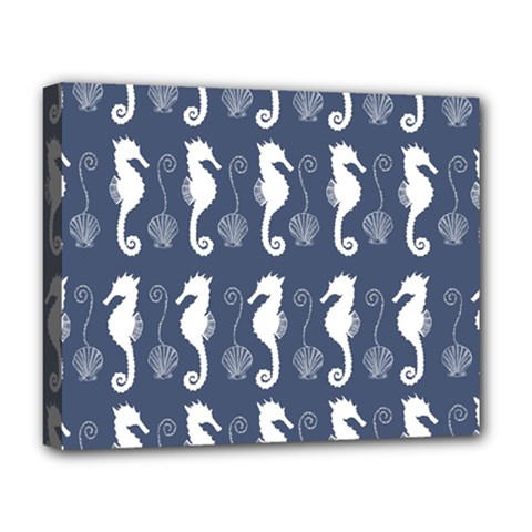 Seahorse And Shell Pattern Deluxe Canvas 20  X 16   by Simbadda